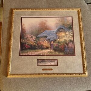 Thomas Kinkade Certificate of Authenticity Cottage Art w Gold Frame